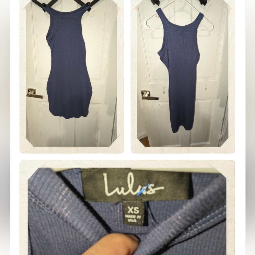 Lulu's Blue Sleeveless Ribbed Mini Dress